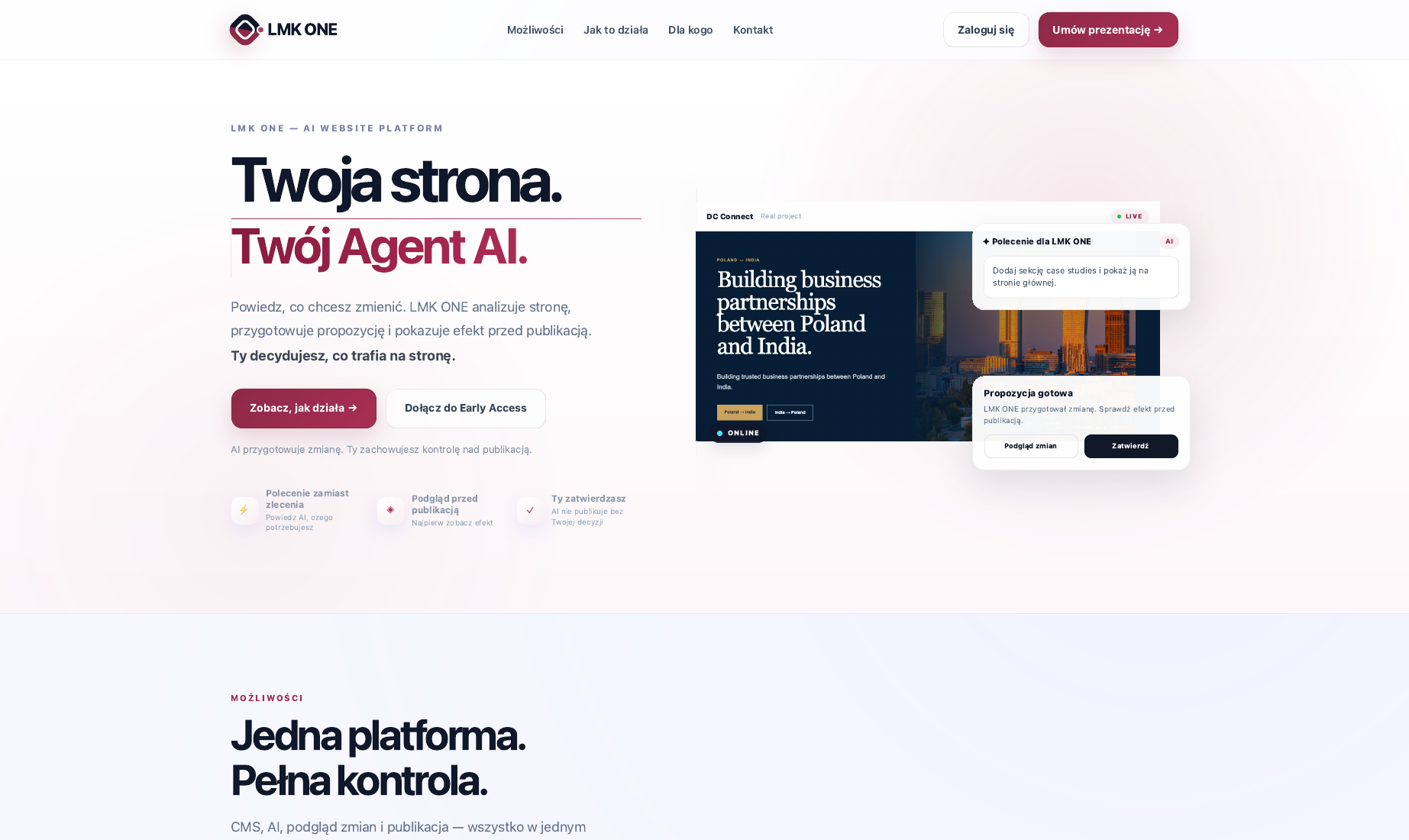 Widok strony projektu LMK ONE